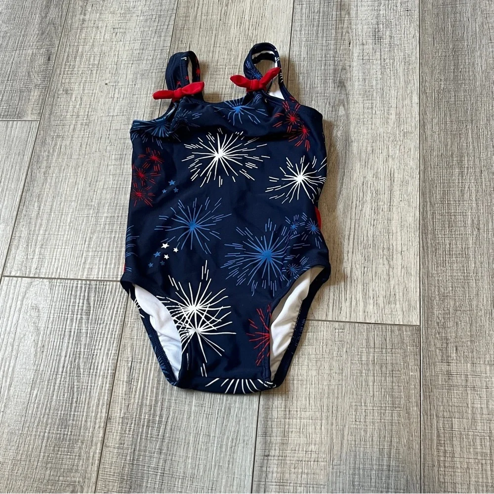 Hanna Andersson Firework Swimsuit - 18-24M - Patriotic One-Piece Summer Beach